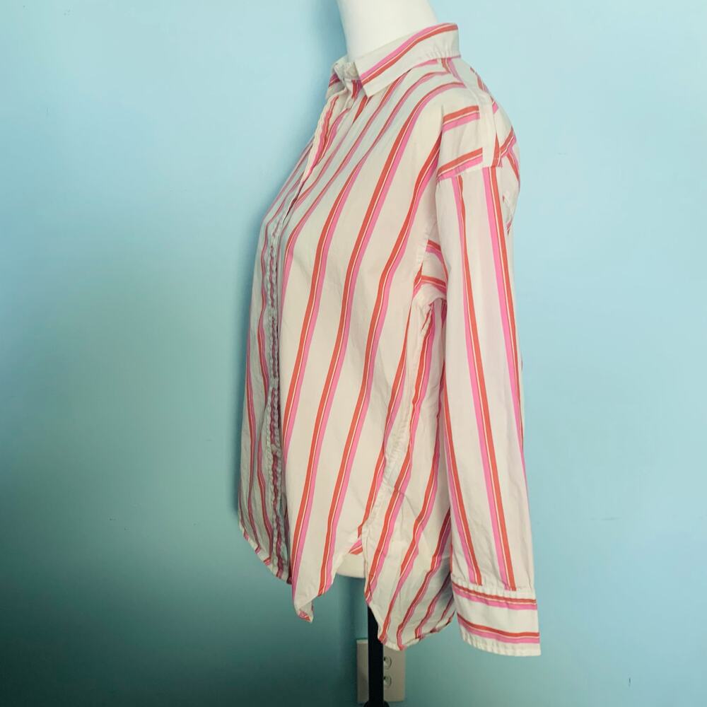 J. Crew Relaxed-fit Washed Cotton Poplin Shirt in Pink Stripe Size 2 - Picture 4 of 9